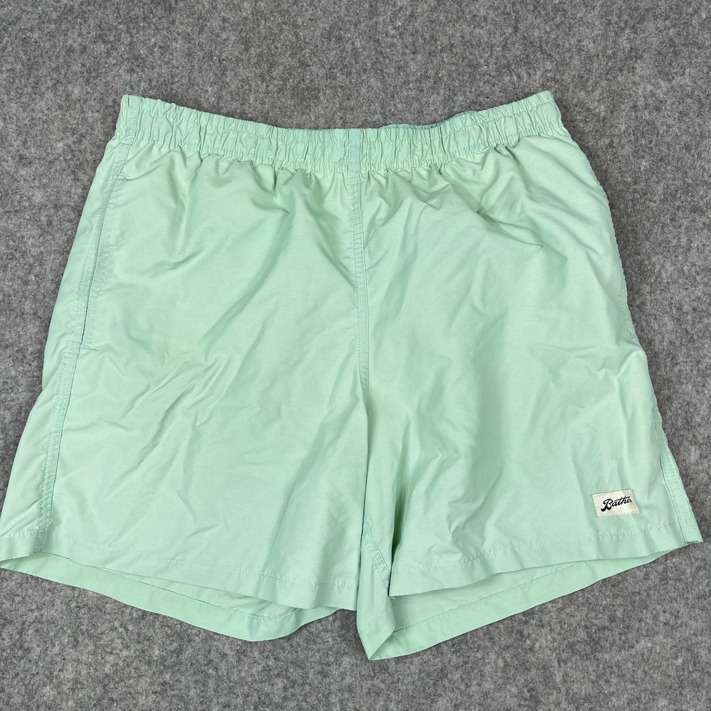 Bather Swim Trunks Men's Lg Mint Green Lined Drawstring Polyester Preppy Summer